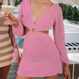 Beginning Boutique 9.0 Swim Cleo Crochet Dress Pink